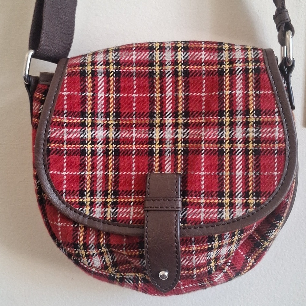 G.H. Bass & Co. Heritage Collection Plaid Crossbody Saddle Bag - Red Tartan - Picture 3 of 11